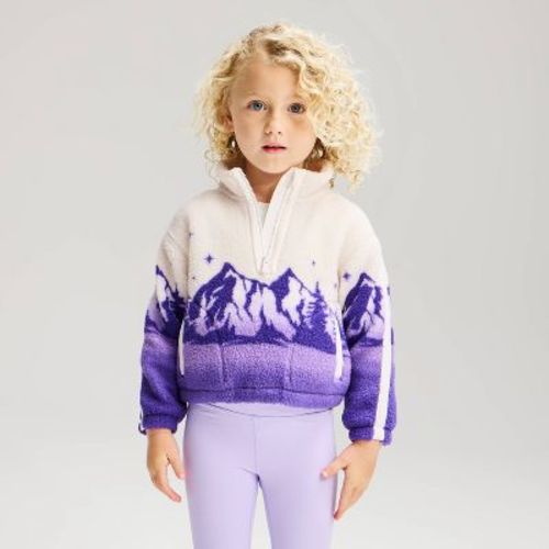 Toddler Girls' High Pile Half Zip Pullover - All In Motion™ Purple 3T