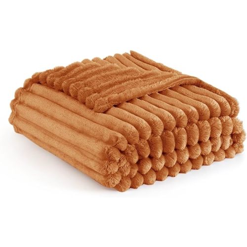 Bedsure GentleSoft Twin Blanket for Couch - Cozy Soft Fall Blankets for Women, Cute Small Throws for Girls, Orange, 60x80 Inches