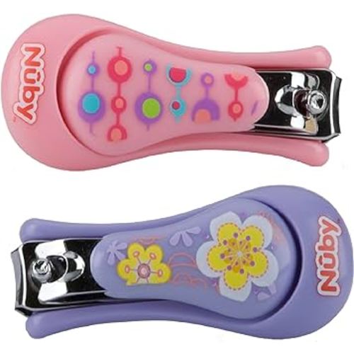 Nuby Baby Care Nail Clippers, 2 Count, Pink/Purple