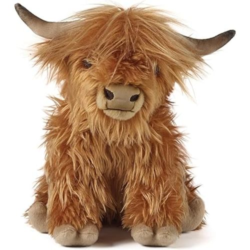 Living Nature Highland Cow Brown Stuffed Animal | Premium Plush Farm Toy | Soft Toy Gift for Kids | for Ages O and Up | 9 Inches