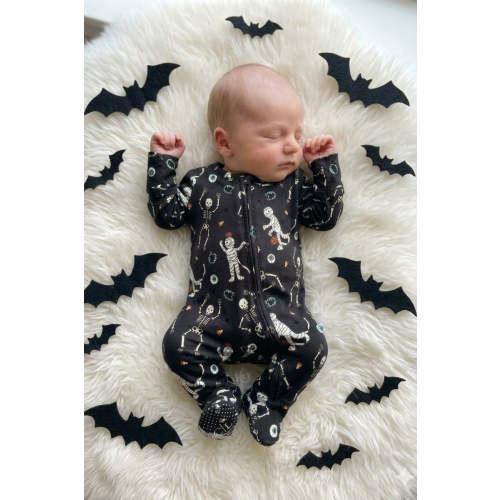 Halloween Glow-in-the-Dark Bamboo Zipper Footie in Eye Want Candy | Caden Lane