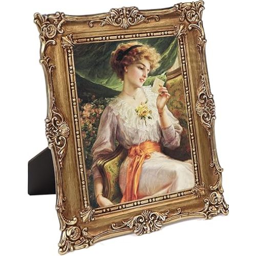 5x7 Vintage Photo Frames, Black Hand-Crafted Resin Photo Frame with Easel & Hook, Home Ornament for Tabletop or Wall Mount