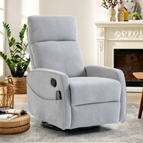 Latitude Run® 25.6" Wide Swivel Rocker Manual Recliner With Heat And Massage & Reviews | Wayfair