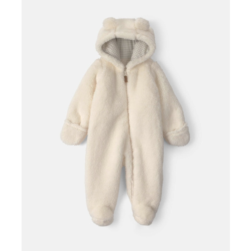 Baby Bear Teddy Fleece Long-Sleeve Jumpsuit - Cream | Carter's