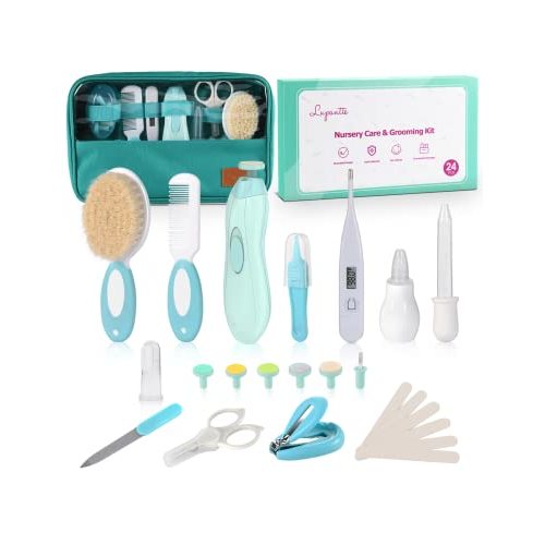 Baby Healthcare and Grooming Kit, 24 in 1 Baby Electric Nail Trimmer Set, Lupantte Nursery Care Kit, Toddler Nail Clippers, Medicine Dispenser, Infant Comb, Brush, etc. Baby Care Products.