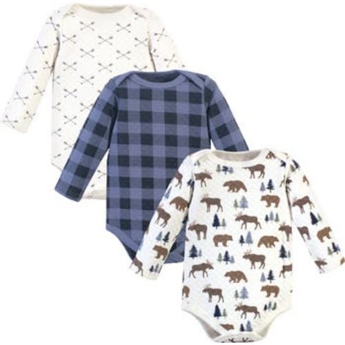 Quilted Long Sleeve Cotton Bodysuits, 6-9M