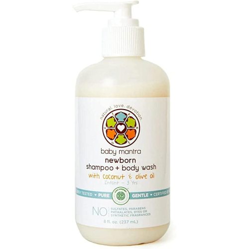 Baby Mantra 2-in-1 Shampoo and Body Wash - EWG Verified Bath Soap for Newborns, Infants, Toddlers, and Kids with Sensitive Skin, 8 Ounce Pump Bottle