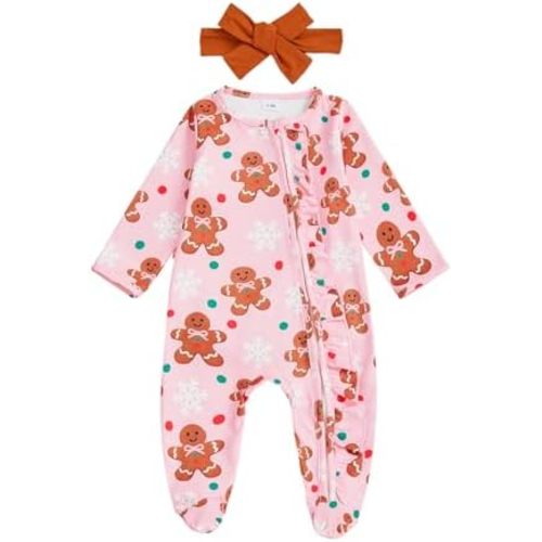 Kuriozud Newborn Baby Girl Boy Footie Romper One Piece Jumpsuit Sleeper Infant Clothes