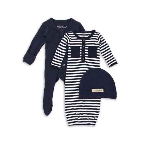 L'ovedbaby Baby Boy or Girl Unisex 100% Organic Cotton 3pc Gown, Sleep N Play & Hat Set, Size 0-3 Months