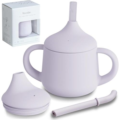 Moonkie Silicone Baby Sippy Cups | 3 Stages Training Cup Straw Cup for Infants Toddlers and Kid | 4 oz 1Pack