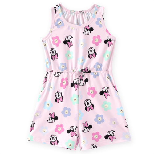 Disney Girls Rompers Minnie Mouse Graphic Jumpsuits Flower Floral Summer Cute Pink Outfits Baby Toddlers 2T