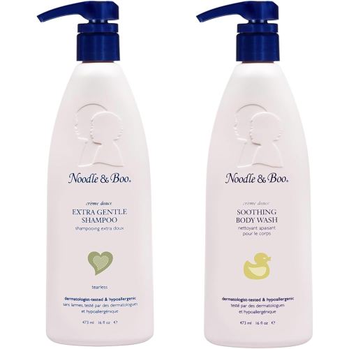 Noodle & Boo Extra Gentle Baby Shampoo (16 fl oz) & Soothing Body Wash (16 fl oz) Bundle | Tear-Free, Hypoallergenic, Plant-Based, Pediatrician-Tested, Baby Bath Essentials for Sensitive Skin & Scalp