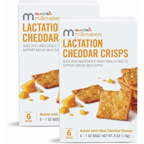 Munchkin® Milkmakers® Lactation Cheddar Crisps for Breastfeeding Moms with Oats and Flax, 6 Count (Pack of 2)