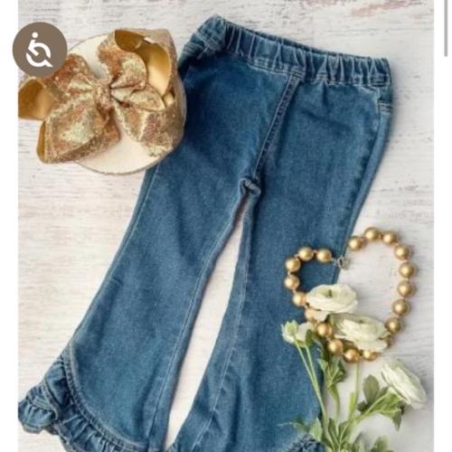 Hair Bow Co® Infant/Toddler Girls' Ruffle Denm Jeans