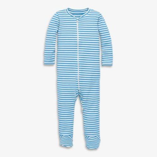 Primary Kids Baby Organic Zip Footie In Stripe