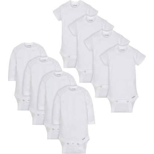 Onesies Brand unisex baby 8-pack Short Sleeve Mix & Match Bodysuits Shirt, White Short Long Sleeve, 0-3 Months US