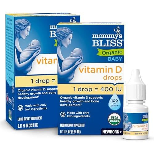 Mommy's Bliss Organic Baby Vitamin D Drops, 0.11 Fl Oz, Pack of 2
