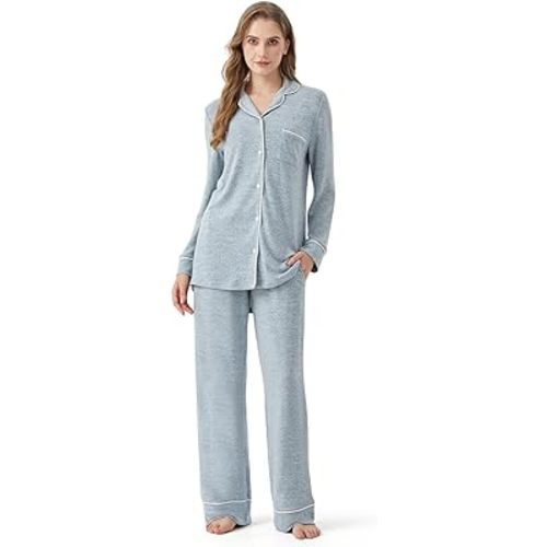 Zylioo Tall Women's Pajama Set, Soft Long Sleeve Lounge Sleepwear 2 Piece PJs for Tall Women with Long Pants & Pockets