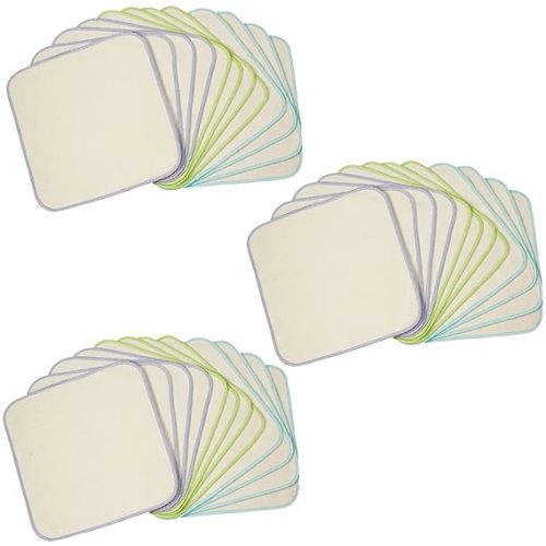 OsoCozy Organic Flannel Cloth Baby Wipes - Reusable & Washable Saves Money. 100% Unbleached Organic Cotton. Colorful Stitching. 9 x 9 Inches Each and 12 Per Package
