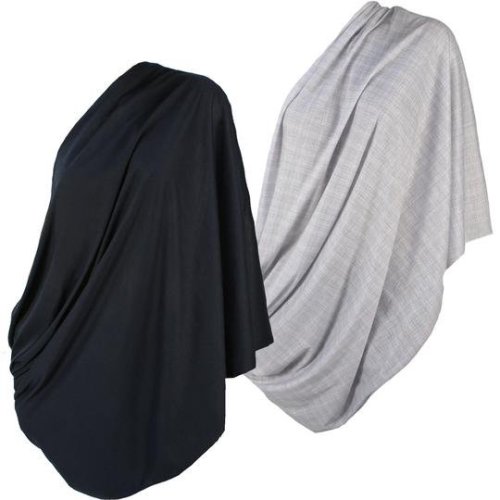 LK Baby Infinity Nursing Scarf Breastfeeding Cover Ultra Soft Premium Jersey Polyester, 2pk 100% AZO free and Safe for Baby (Heather Grey/Black)