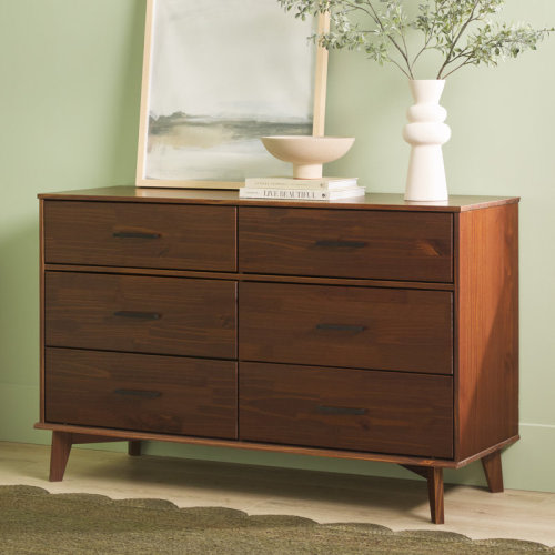George Oliver Modern Solid Wood 6-Drawer Dresser with Metal Handles & Reviews | Wayfair