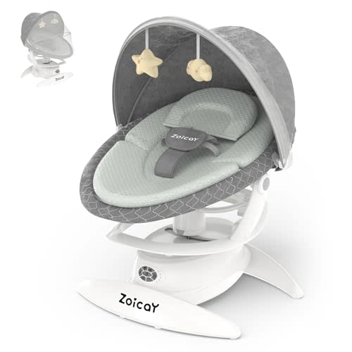3-in-1 Baby Swing for Infants with Motion Detection, Electric Baby Swing with 3 Swing Modes, 12 Lullabies & 5-Speeds & Removable Swing Seat, BT Enabled & 360°Rotating Seat and Manual Remote, Gray