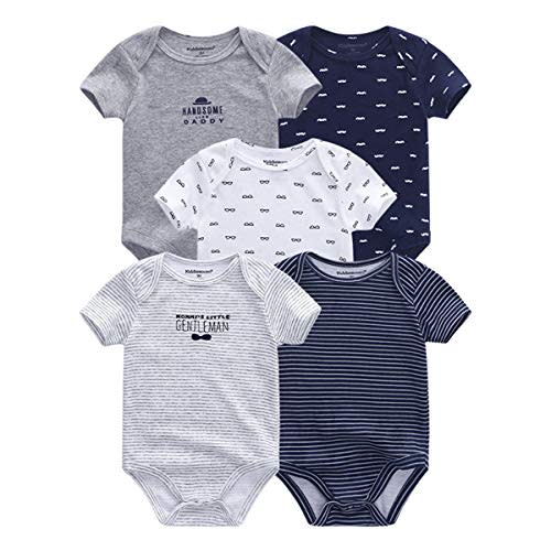 Kiddiezoom Unisex Baby 5-Pack Short-Sleeve Bodysuit