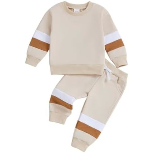 Baby Boy Clothes Color Block Sweatshirt Pullover Tops Jogger Pants 2PCS Set 12 18 Months Toddler Boy Winter Fall Outfits