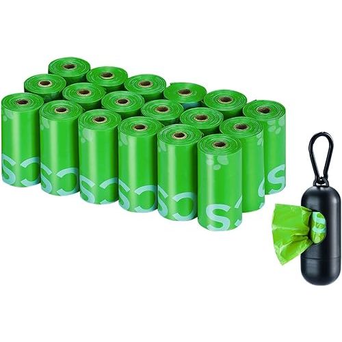 Typlastics Poop Bags for Dog Waste, 270 Count, with Dispenser, Unscented, 18 Pack of 15, Lime Green, 13 Inch x 9 Inch