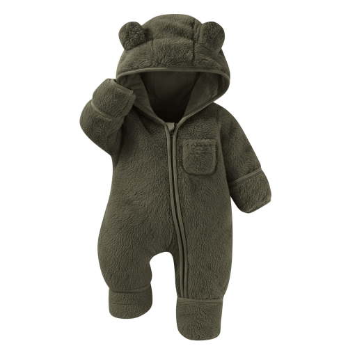 BLVB, Infant Snowsuit, Winter Fleece Jumpsuit, Heart Print Hooded