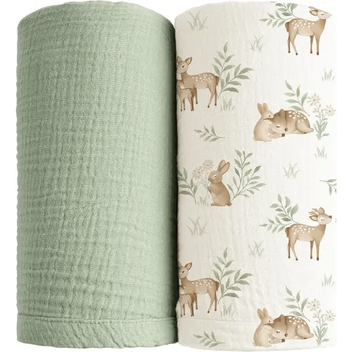 Konssy Muslin Swaddle Blankets, 100% Cotton Receiving Blankets, 47"x 47"