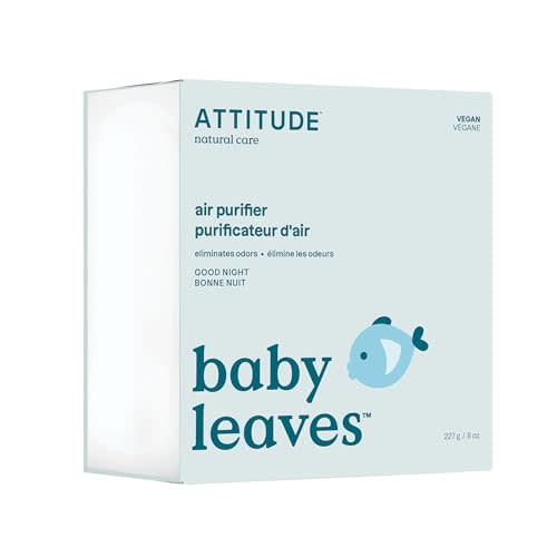 ATTITUDE Baby Air Purifier, Activated Carbon Freshener, Odor Remover, Plant and Mineral-Based, Vegan, Good Night, 8 Ounces