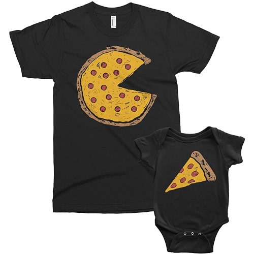 Threadrock Pizza Pie & Slice - Dad Baby Toddler Son Daughter Matching Shirts Set