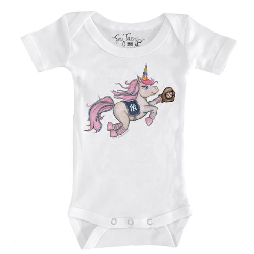 Infant New York Yankees Tiny Turnip White Unicorn Bodysuit
