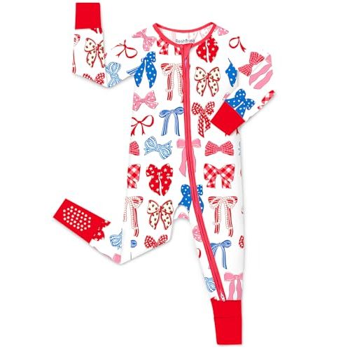babee Reshinee Bamboo Viscose Baby Footie Pajama, Zipper Pajamas for Baby Boys & Baby Girls 0-24M