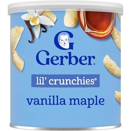 Gerber Stage 3 Baby Food Snacks, Vanilla Maple Lil' Crunchies, Snacks for Babies, Baby Led Feeding, 6-Pack