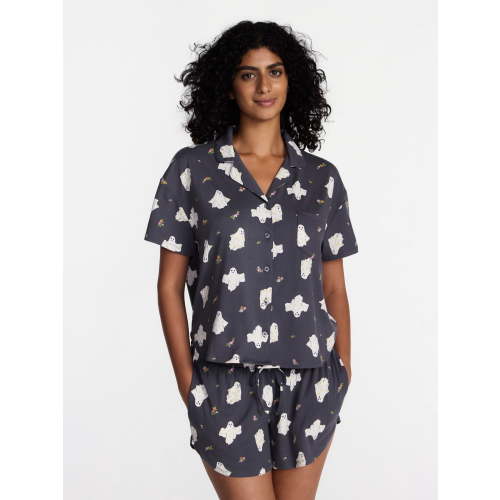 Halloween Women's Notched Top and Shorts Pajama Set from Way to Celebrate, 2-Piece, Sizes XS-3X
