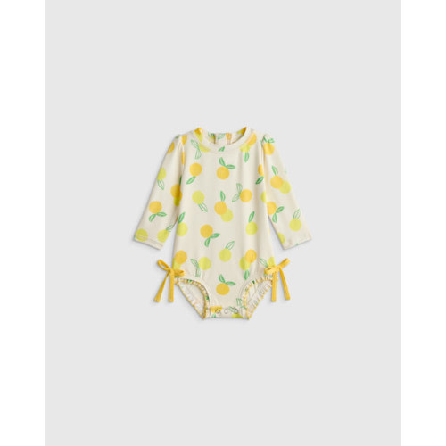 Long Sleeve Tie One-Piece Swimsuit - Baby in Lemonade