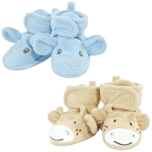Hudson Baby Cozy Fleece Booties, Elephant Giraffe, 12-18 Months