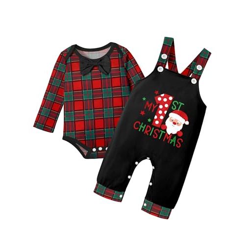 BAVADER Baby Boy Clothes Long Sleeve Animal Plaid Romper + Overalls Infant Boy Clothes 2PCS Fall Winter Outfits