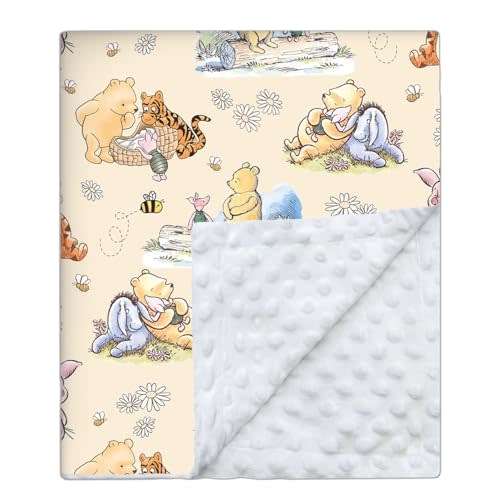 Sirjiera Classic Bear Baby Blanket for Tollder, Nursery Blankets with Double Layer Dotted Backing, Cute Bear Printed Bed Throw Blanket, Baby Newborn Essentials for New Parents 30 * 40IN