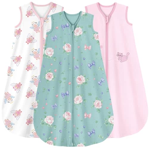 Yoofoss Baby Sleep Sack 12-18 Months Baby Wearable Blanket 100% Organic Cotton 2-Way Zipper TOG 0.5 Toddler Sleeping Sack 3 Pack, Comfy Soft Lightweight