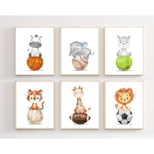 Animal sports nursery - Nursery sports decor - Animal sports print - Baby boy sports nursery - Boy nursery decor - DIGITAL DOWNLOAD - H2703