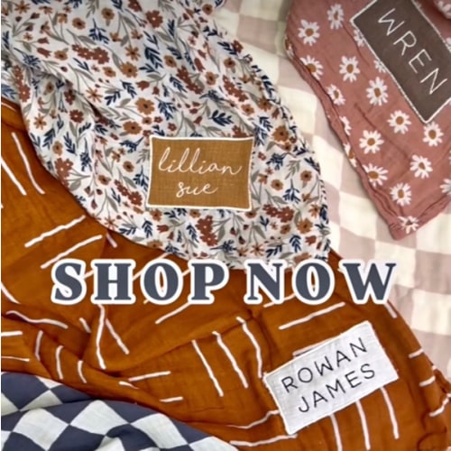 Custom Embroidered Name Boho Baby Muslin Quilt Blanket // Mudcloth // – Wild Kard Vintage