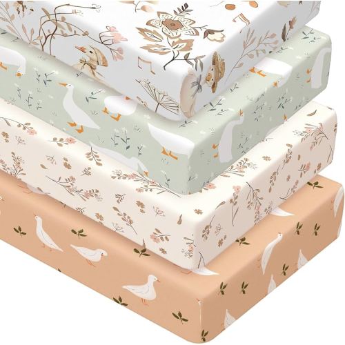 Amazon.com : Peryiter 4 Pack Crib Sheets for Baby Brown Silly Goose Soft Baby Bed Sheet Set 52'' x 28" Nursery Crib Sheets for Standard Bed Toddler Mattress Nursery Decor Boys Girls Kids : Baby
