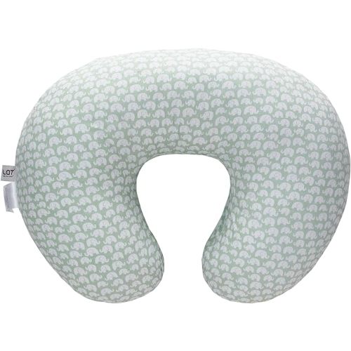 LAT Nursing Pillow for Breastfeeding,100% Cotton Removable Cover,Ergonomic Breast Feeding Pillows for Mom and Baby,Machine Washable(Elephant)
