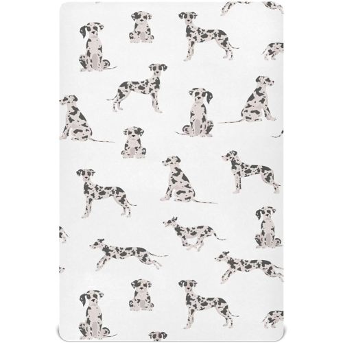 Great Dane Dog Toddler Baby Crib Sheets, Neutral Mini Crib Mattress Sheets Fitted, Soft & Breathable 52 * 28 * 9In