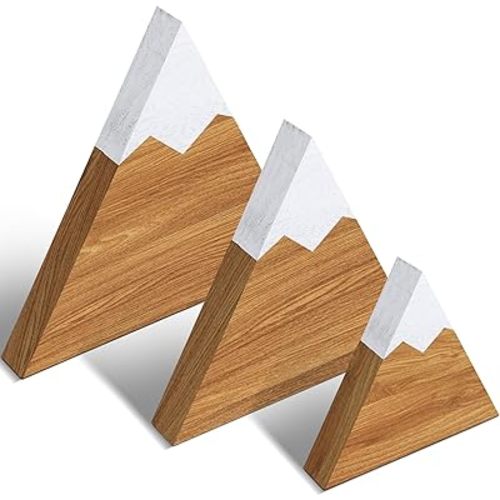Maitys 3 Pcs 3 Size Mountain Shelf Decor Mountain Wooden Sign Farmhouse Wood Adventure Sign Woodland Nursery Decor Travel Table Centerpiece for Home(Beige)