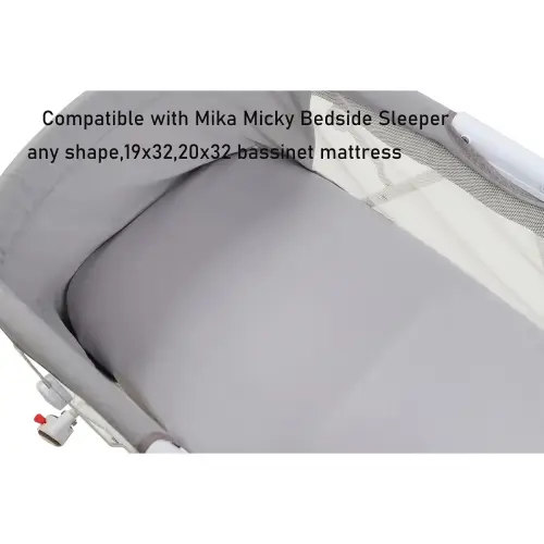 Satin Bassinet Sheet 2 Pack Ultra Soft Silk Compatible with Mika Micky Bedside Sleeper Fits Perfectly on 19 x 32 Inch Bed Side Sleeper Mattress Pad Protect for Hair and Pink Grey - TikTok Shop