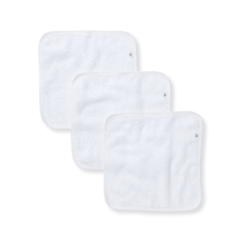 Organic Cotton Woven Terry Solid Washcloths 3 Pack - Cloud